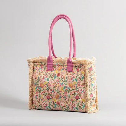 Tote Bohemian Retro Shoulder 2024 Spring and Summer Zipper Large Capacity Canvas Bag Women's Handbag