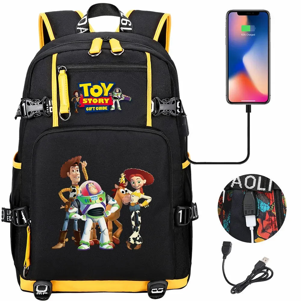 Toy Story USB Teenagers Schoolbags Women Men Laptop Travel Backpack Girl Boys Kids School Book Bags