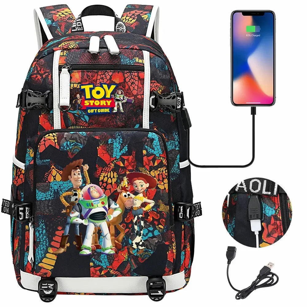 Toy Story USB Teenagers Schoolbags Women Men Laptop Travel Backpack Girl Boys Kids School Book Bags
