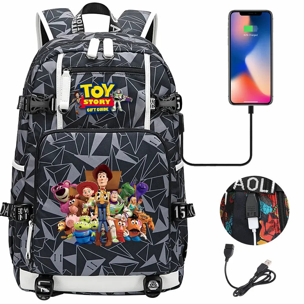 Toy Story USB Teenagers Schoolbags Women Men Laptop Travel Backpack Girl Boys Kids School Book Bags