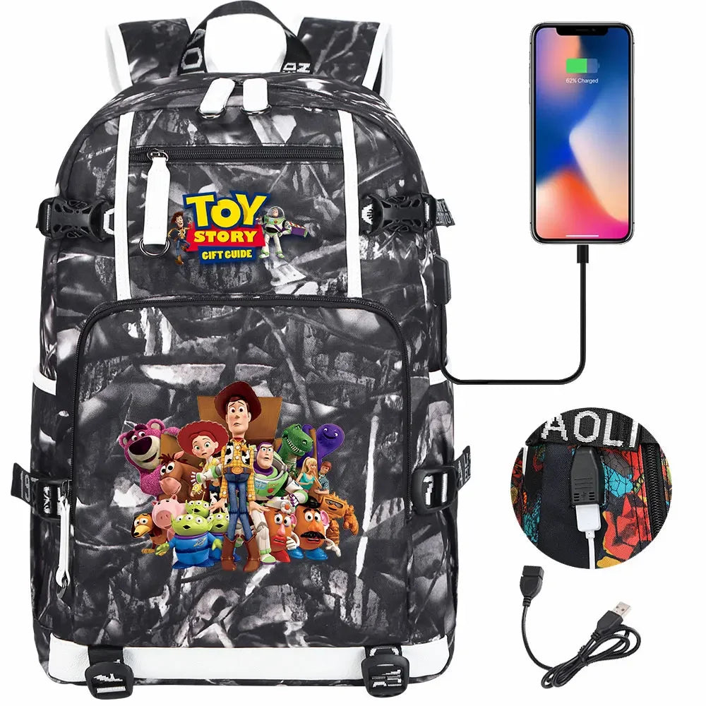 Toy Story USB Teenagers Schoolbags Women Men Laptop Travel Backpack Girl Boys Kids School Book Bags