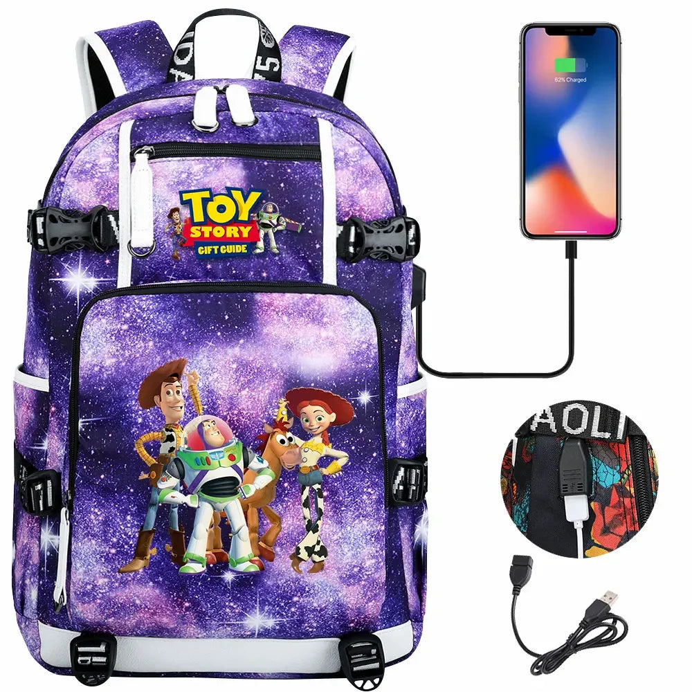 Toy Story USB Teenagers Schoolbags Women Men Laptop Travel Backpack Girl Boys Kids School Book Bags