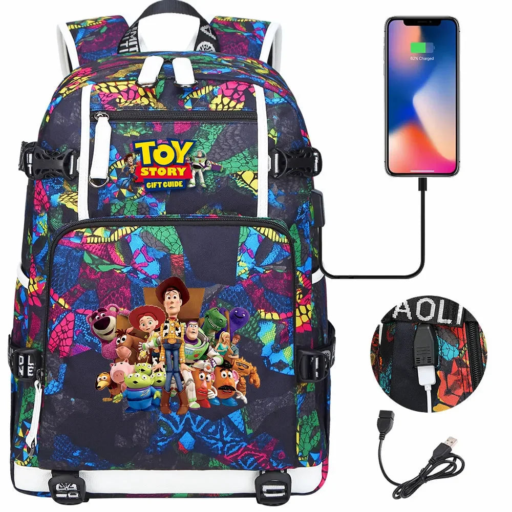 Toy Story USB Teenagers Schoolbags Women Men Laptop Travel Backpack Girl Boys Kids School Book Bags