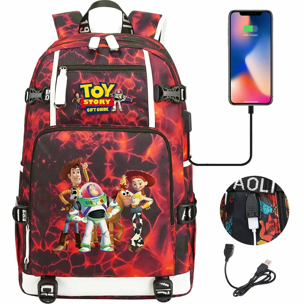 Toy Story USB Teenagers Schoolbags Women Men Laptop Travel Backpack Girl Boys Kids School Book Bags