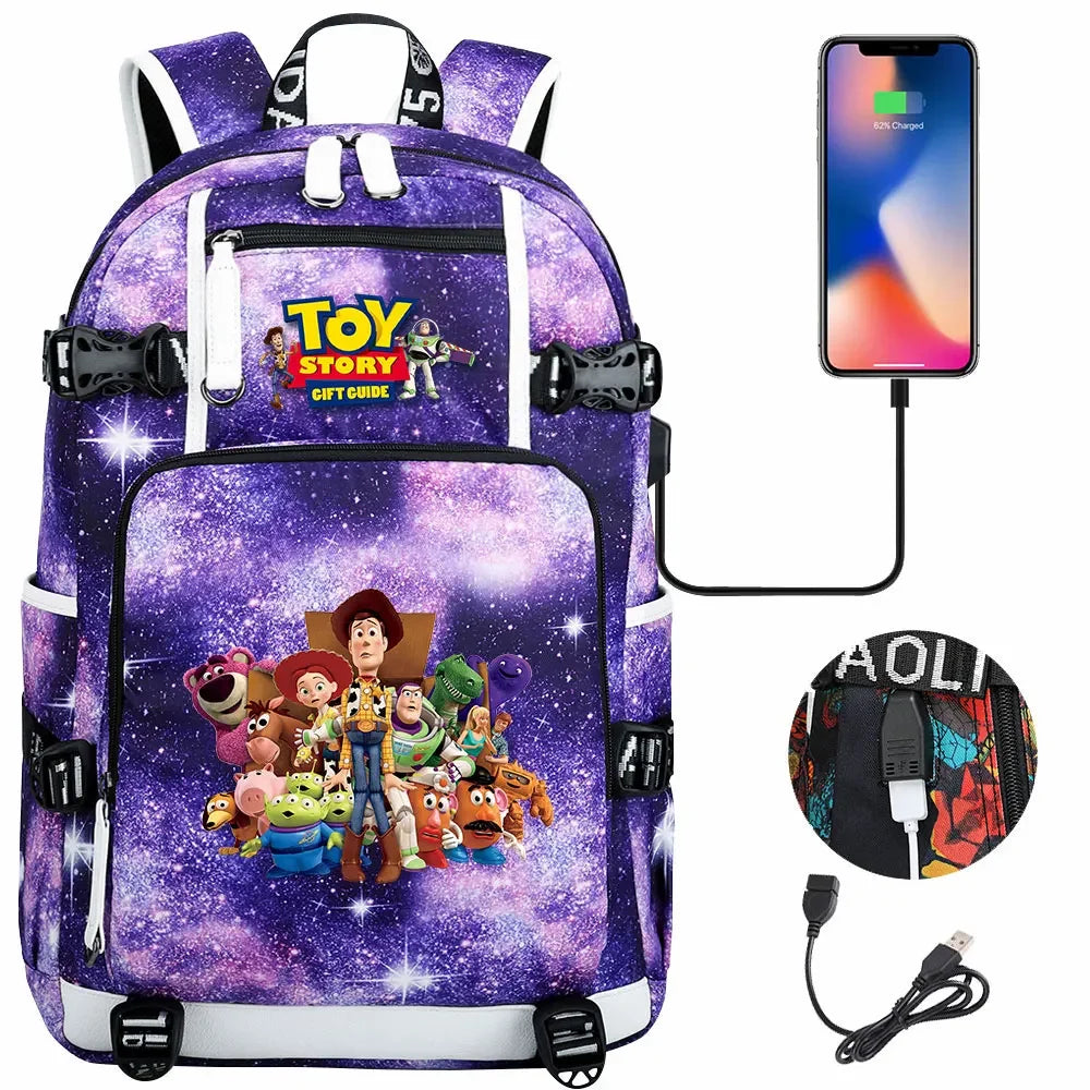 Toy Story USB Teenagers Schoolbags Women Men Laptop Travel Backpack Girl Boys Kids School Book Bags
