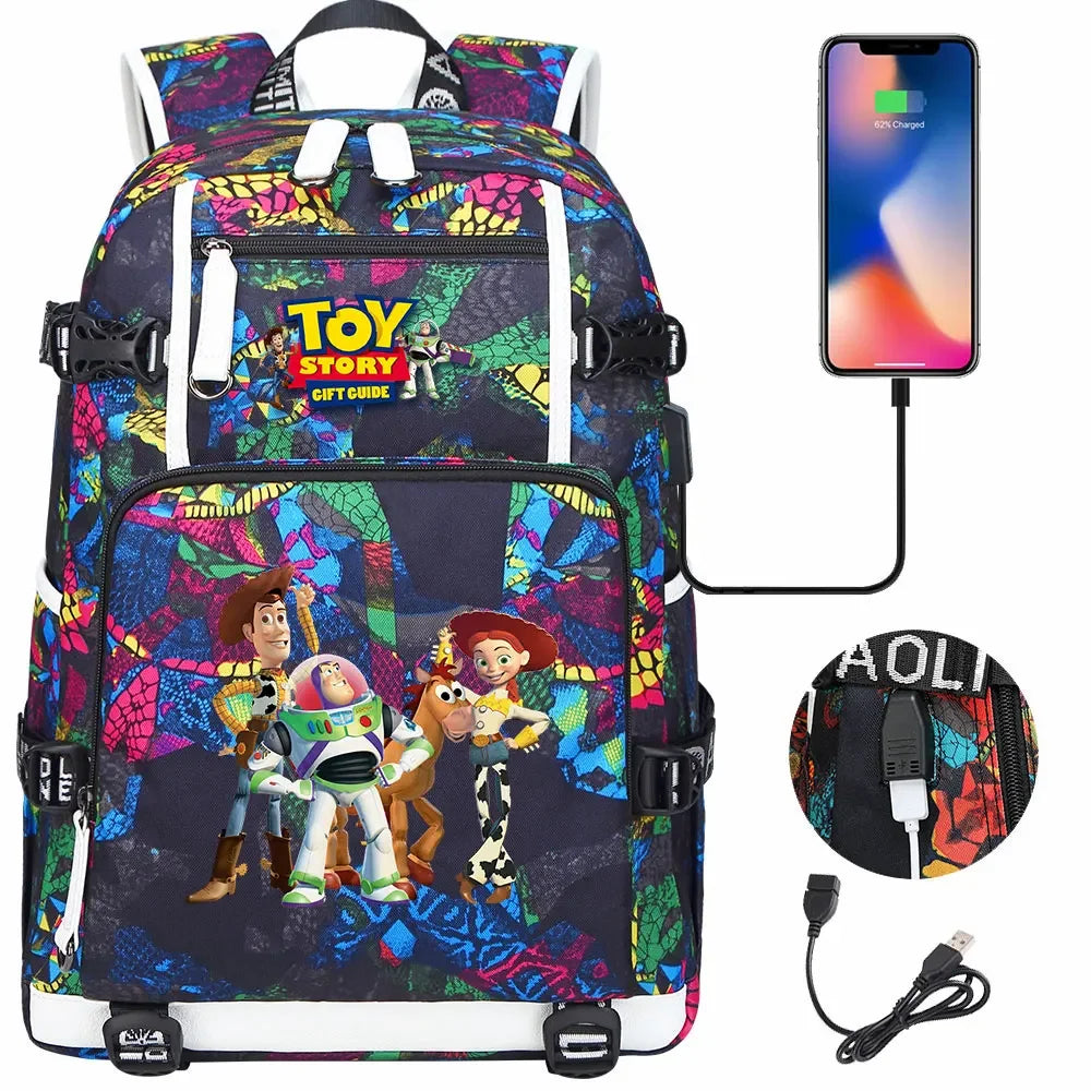 Toy Story USB Teenagers Schoolbags Women Men Laptop Travel Backpack Girl Boys Kids School Book Bags