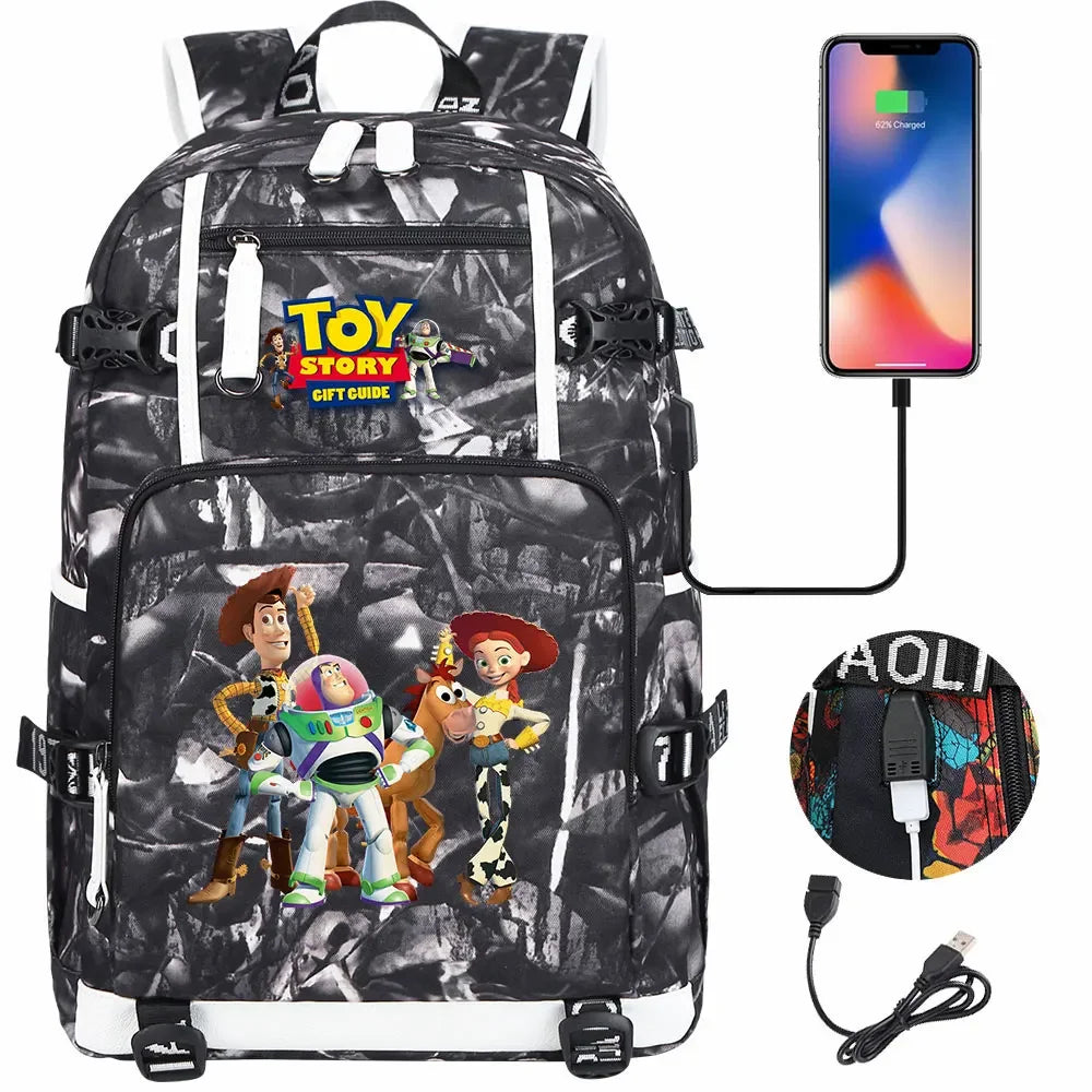 Toy Story USB Teenagers Schoolbags Women Men Laptop Travel Backpack Girl Boys Kids School Book Bags