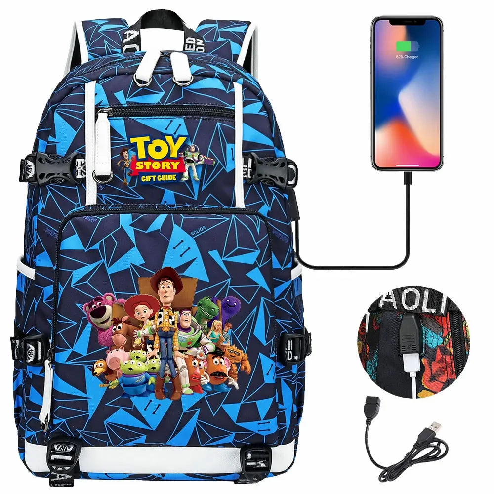 Toy Story USB Teenagers Schoolbags Women Men Laptop Travel Backpack Girl Boys Kids School Book Bags