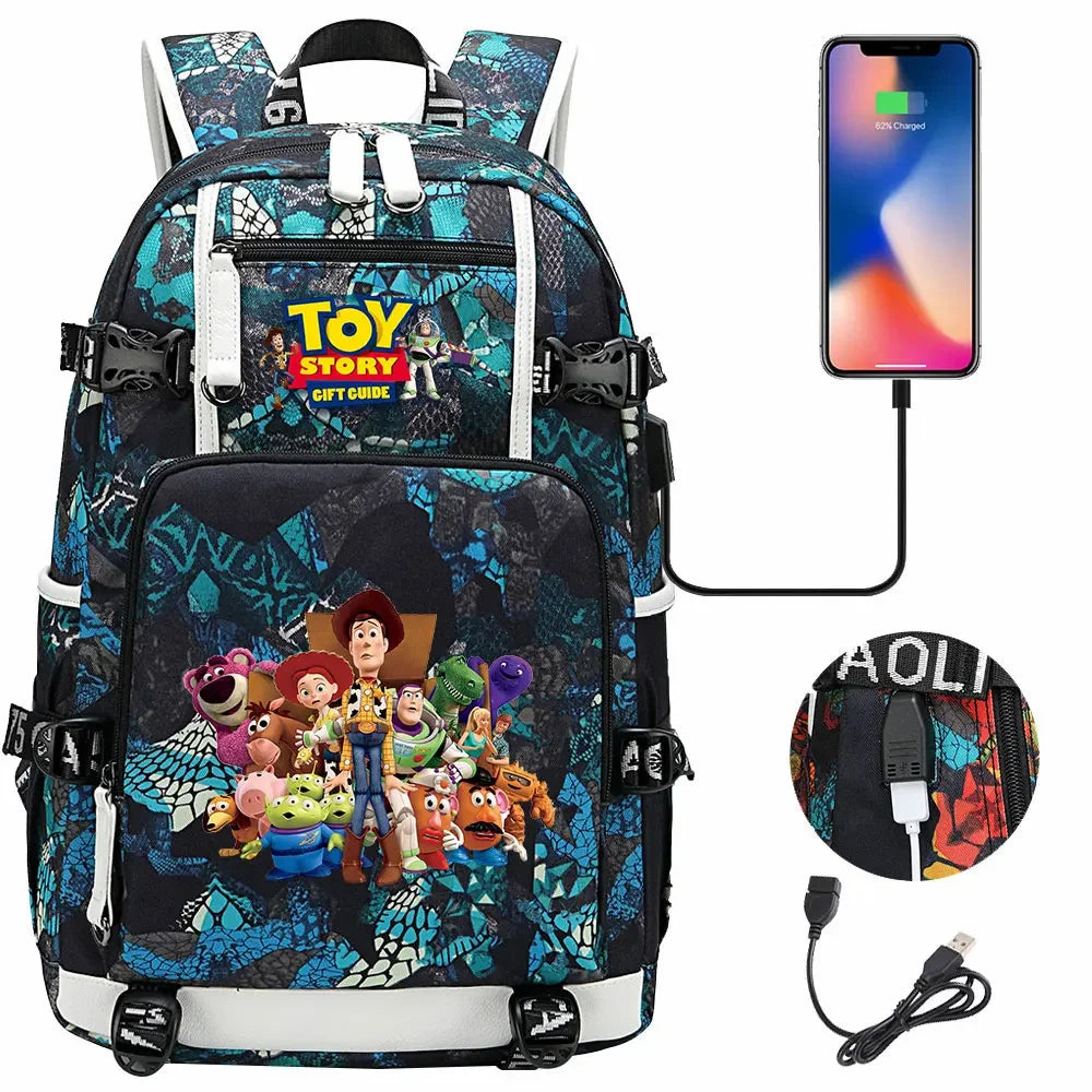 Toy Story USB Teenagers Schoolbags Women Men Laptop Travel Backpack Girl Boys Kids School Book Bags