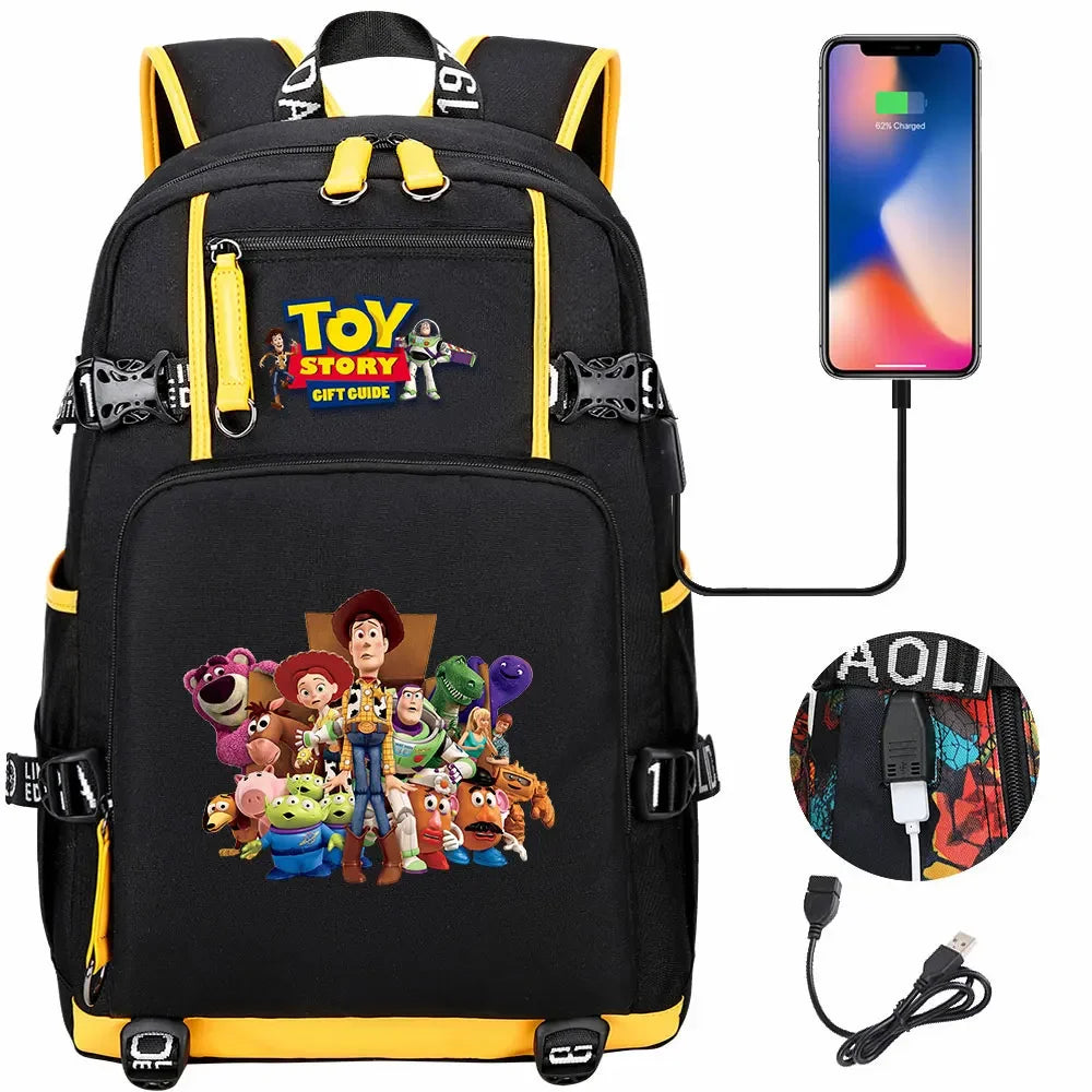 Toy Story USB Teenagers Schoolbags Women Men Laptop Travel Backpack Girl Boys Kids School Book Bags