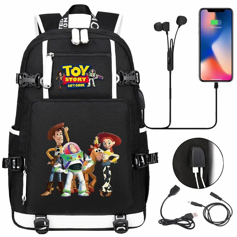 Toy Story USB Teenagers Schoolbags Women Men Laptop Travel Backpack Girl Boys Kids School Book Bags