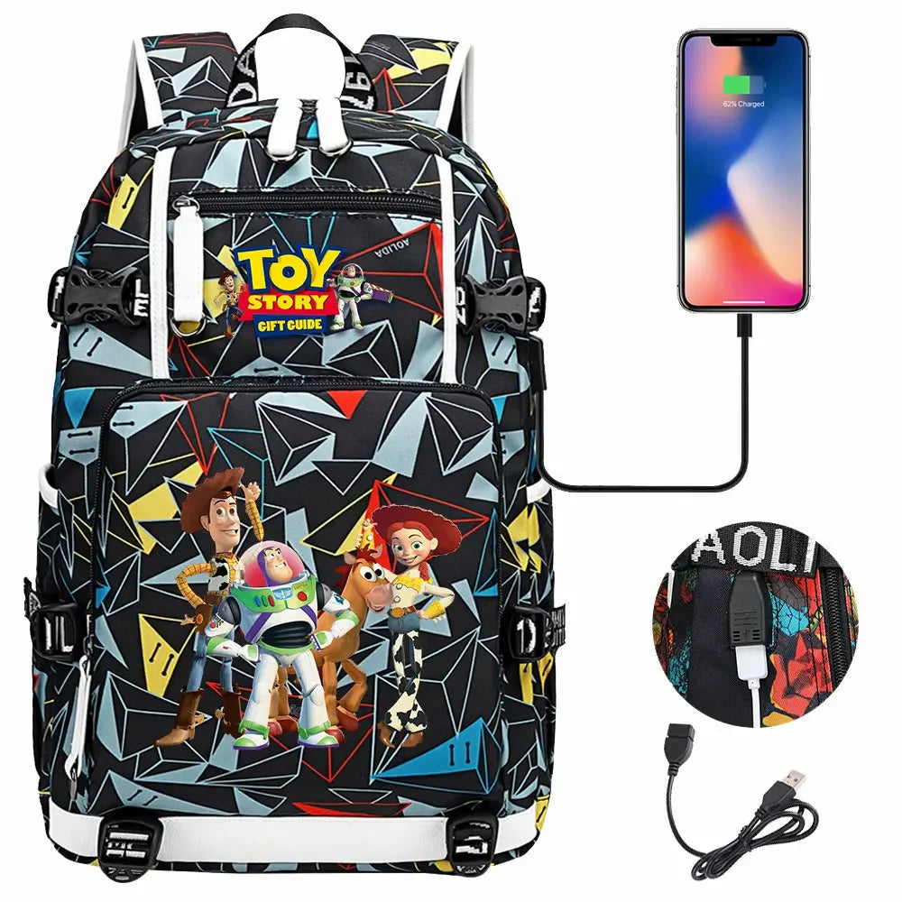 Toy Story USB Teenagers Schoolbags Women Men Laptop Travel Backpack Girl Boys Kids School Book Bags