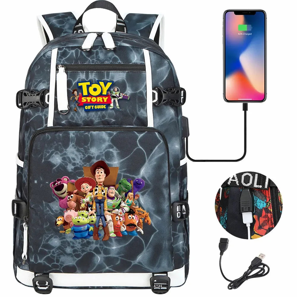 Toy Story USB Teenagers Schoolbags Women Men Laptop Travel Backpack Girl Boys Kids School Book Bags