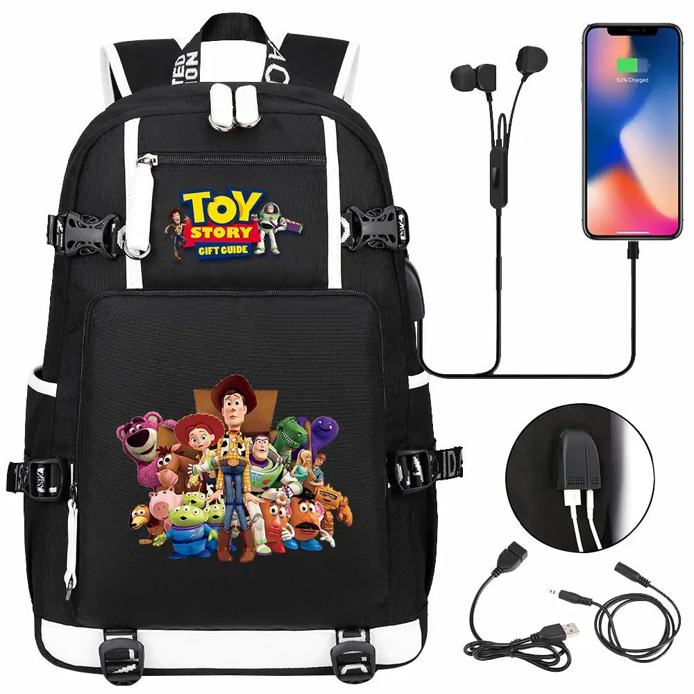 Toy Story USB Teenagers Schoolbags Women Men Laptop Travel Backpack Girl Boys Kids School Book Bags