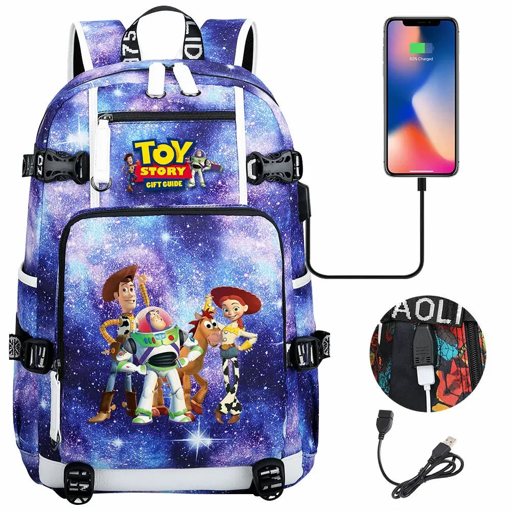 Toy Story USB Teenagers Schoolbags Women Men Laptop Travel Backpack Girl Boys Kids School Book Bags