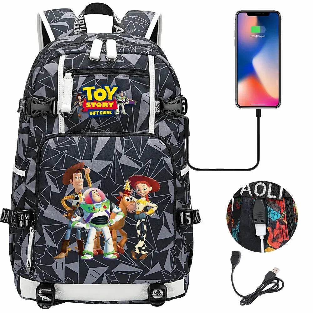 Toy Story USB Teenagers Schoolbags Women Men Laptop Travel Backpack Girl Boys Kids School Book Bags