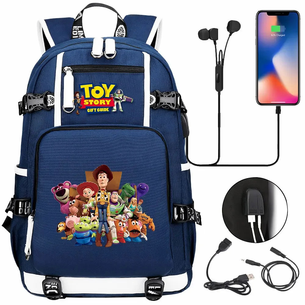 Toy Story USB Teenagers Schoolbags Women Men Laptop Travel Backpack Girl Boys Kids School Book Bags