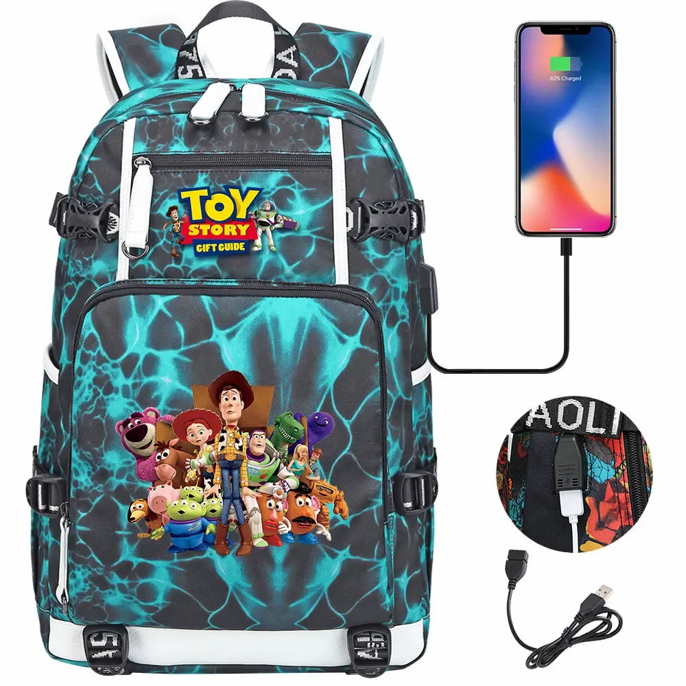 Toy Story USB Teenagers Schoolbags Women Men Laptop Travel Backpack Girl Boys Kids School Book Bags