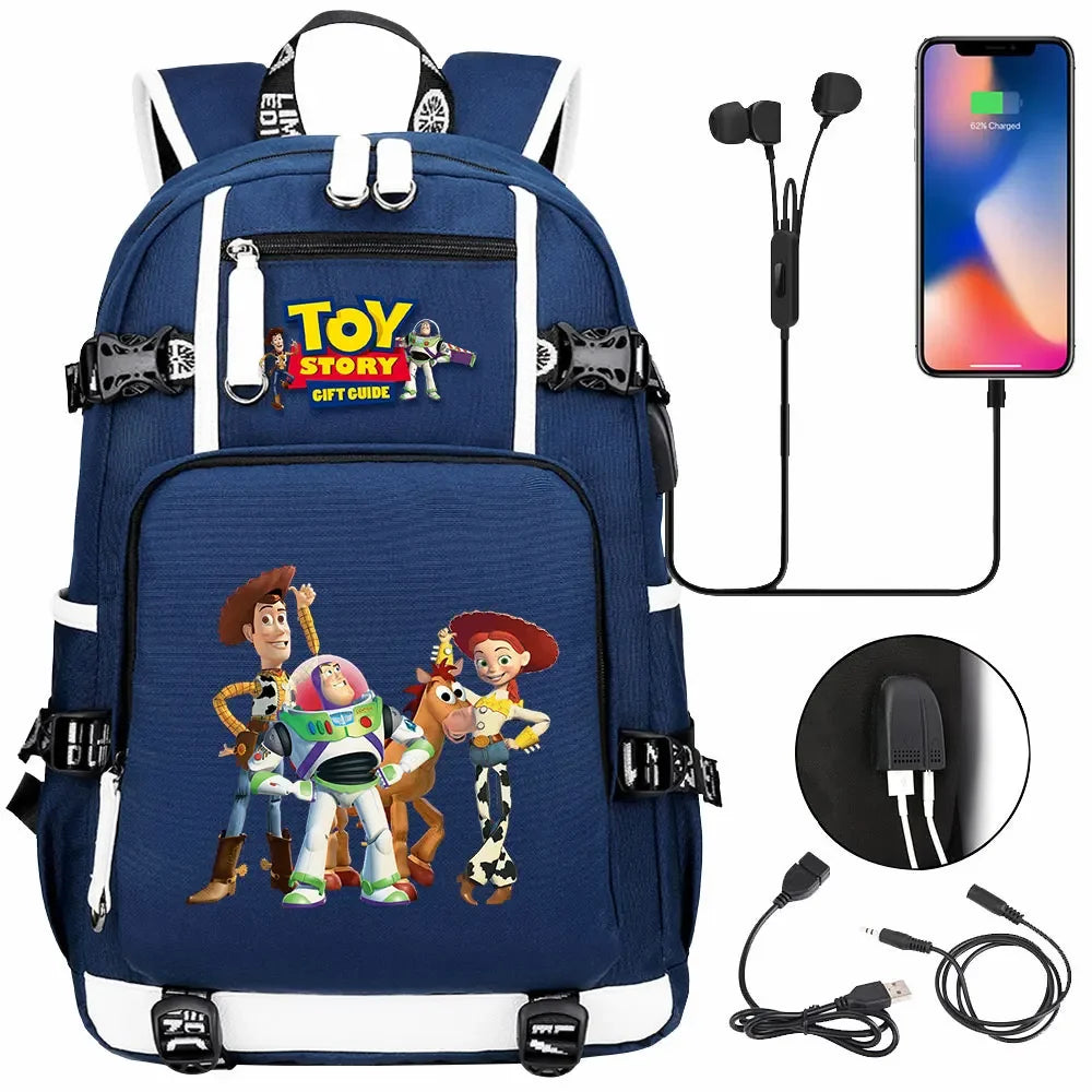 Toy Story USB Teenagers Schoolbags Women Men Laptop Travel Backpack Girl Boys Kids School Book Bags