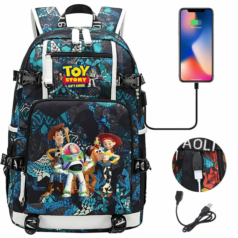 Toy Story USB Teenagers Schoolbags Women Men Laptop Travel Backpack Girl Boys Kids School Book Bags
