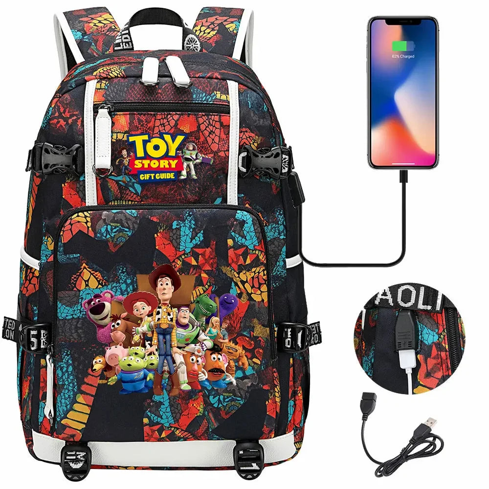 Toy Story USB Teenagers Schoolbags Women Men Laptop Travel Backpack Girl Boys Kids School Book Bags