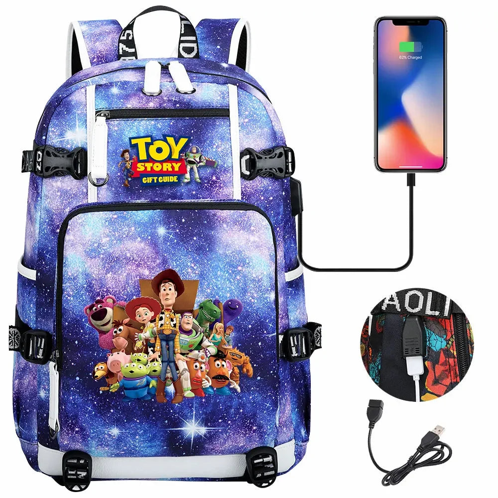 Toy Story USB Teenagers Schoolbags Women Men Laptop Travel Backpack Girl Boys Kids School Book Bags