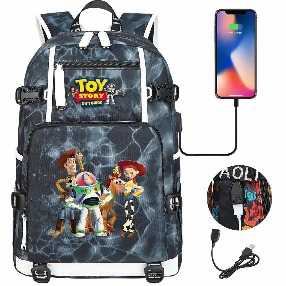 Toy Story USB Teenagers Schoolbags Women Men Laptop Travel Backpack Girl Boys Kids School Book Bags