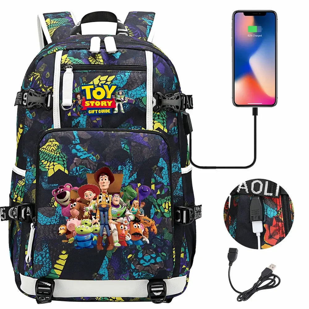 Toy Story USB Teenagers Schoolbags Women Men Laptop Travel Backpack Girl Boys Kids School Book Bags
