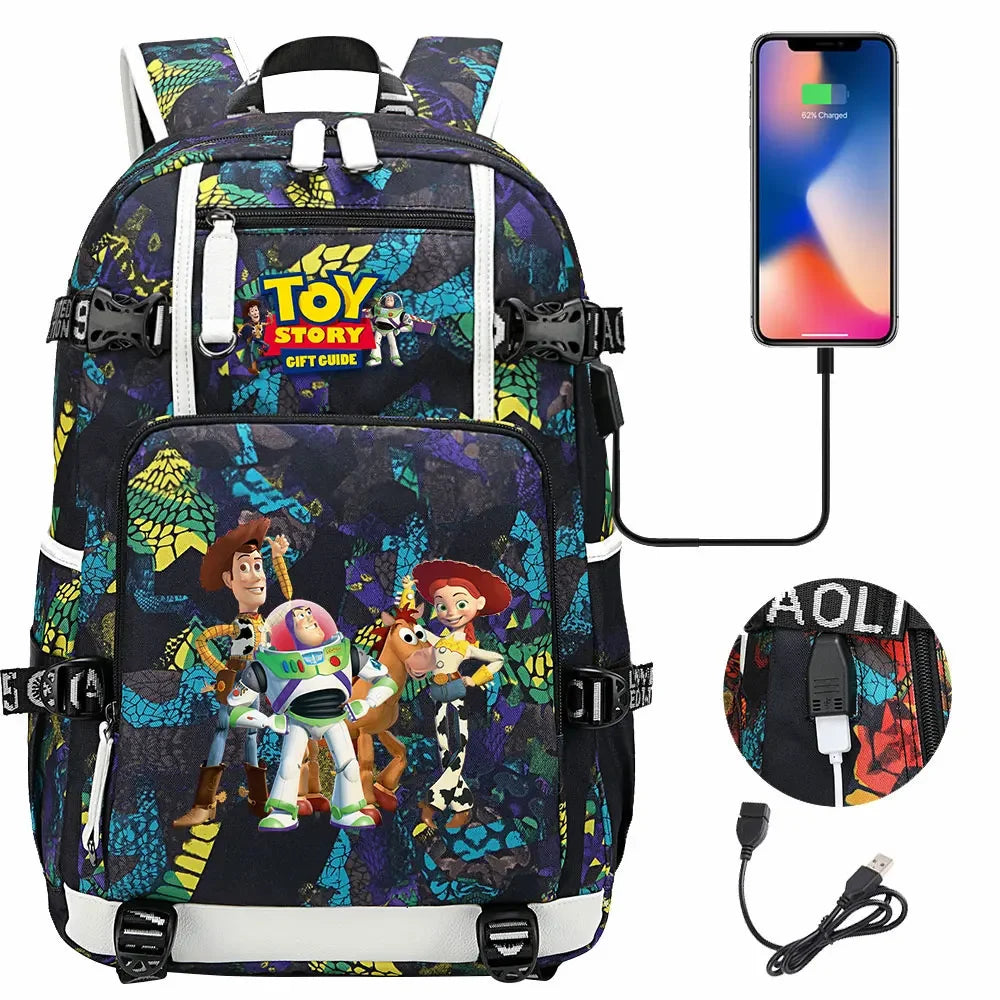 Toy Story USB Teenagers Schoolbags Women Men Laptop Travel Backpack Girl Boys Kids School Book Bags