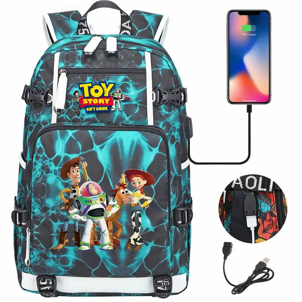 Toy Story USB Teenagers Schoolbags Women Men Laptop Travel Backpack Girl Boys Kids School Book Bags