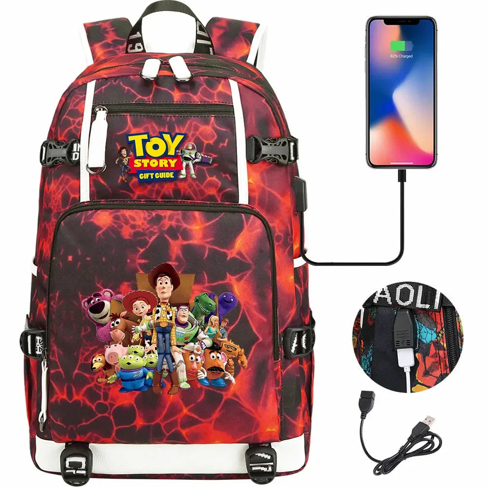 Toy Story USB Teenagers Schoolbags Women Men Laptop Travel Backpack Girl Boys Kids School Book Bags