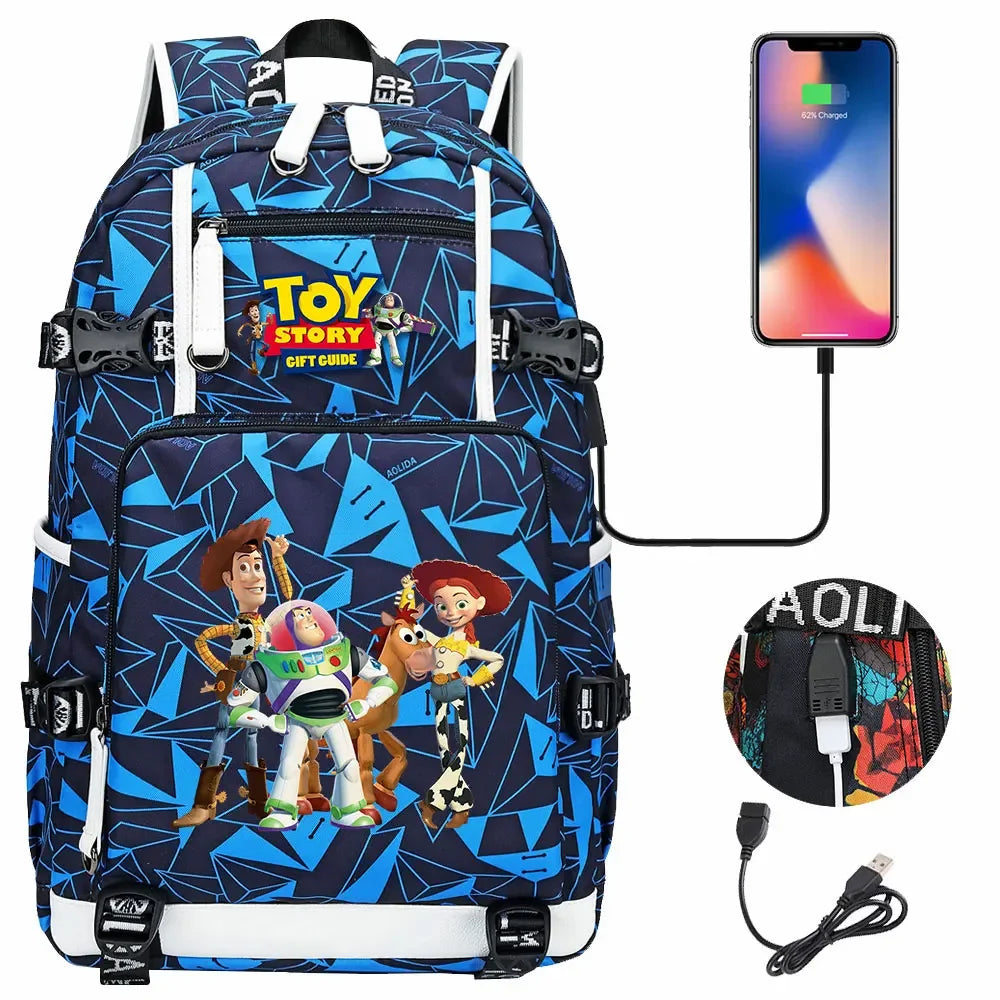 Toy Story USB Teenagers Schoolbags Women Men Laptop Travel Backpack Girl Boys Kids School Book Bags