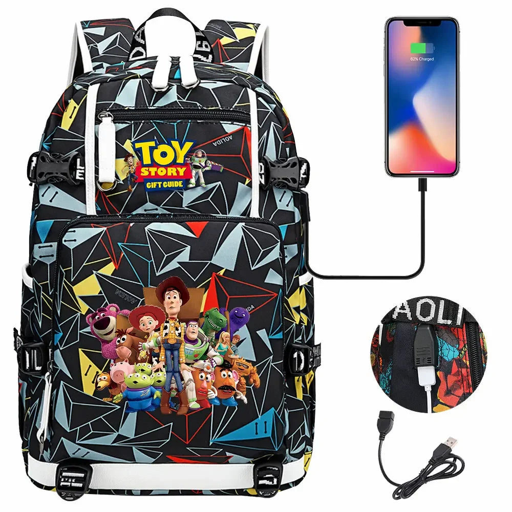 Toy Story USB Teenagers Schoolbags Women Men Laptop Travel Backpack Girl Boys Kids School Book Bags