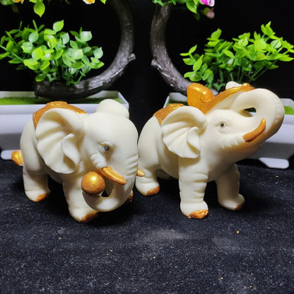 Tracing Gold Ping An Ruyi Elephant Animal Statue Resin sculpture Home Decorations Wedding Gift Free delivery A pair
