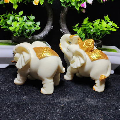 Tracing Gold Ping An Ruyi Elephant Animal Statue Resin sculpture Home Decorations Wedding Gift Free delivery A pair