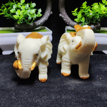 Tracing Gold Ping An Ruyi Elephant Animal Statue Resin sculpture Home Decorations Wedding Gift Free delivery A pair