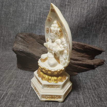 Tracing Gold Qian Shou Guanyin Figure Buddha Small Statue Resin Art Sculpture Home Room Office Feng Shui Statue Free delivery