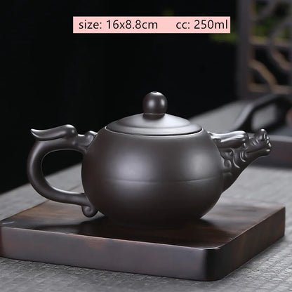 Tradition Yixing Purple Clay Tea Pot Raw Ore Black Mud Ball Hole Filter Kettle Chinese Zisha Tea Set Customized Beauty Teapot