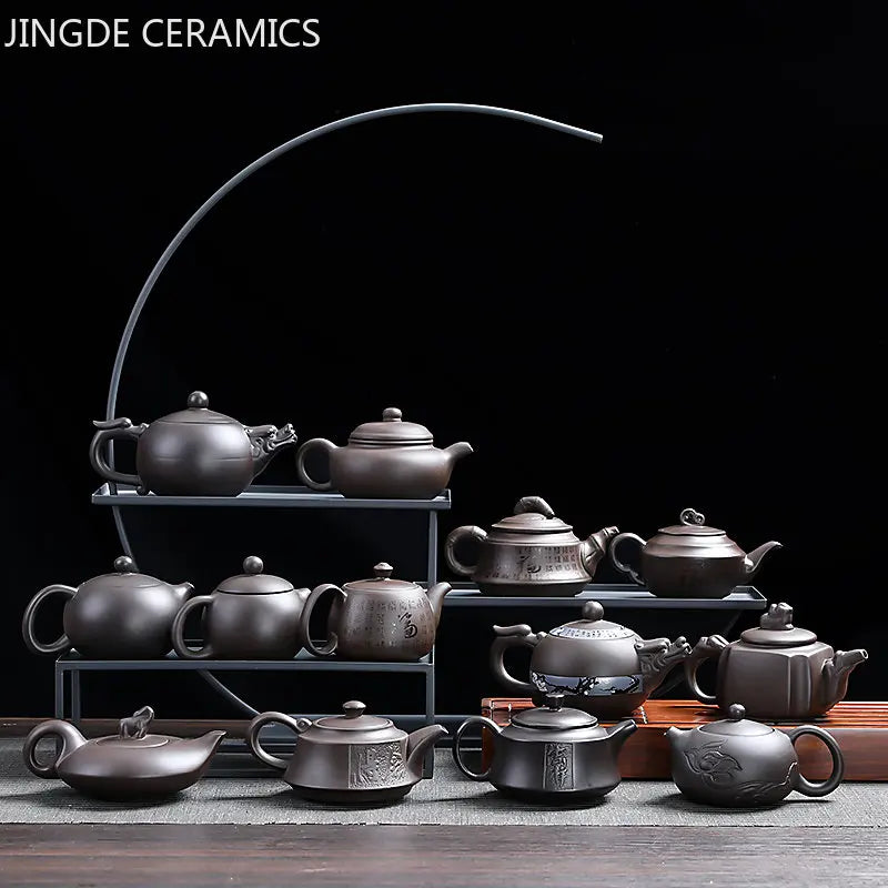 Tradition Yixing Purple Clay Tea Pot Raw Ore Black Mud Ball Hole Filter Kettle Chinese Zisha Tea Set Customized Beauty Teapot