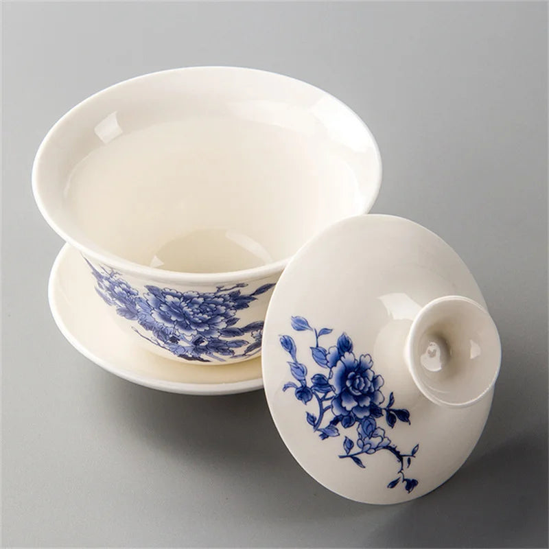Traditional Chinese Elegant Gaiwan Tea Cups Ceramic Tea Tureen Lid Bowl Saucer Kung Fu Tea Cup Drop Shipping