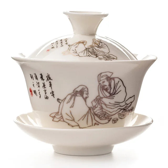 Traditional Chinese Elegant Gaiwan Tea Cups Ceramic Tea Tureen Lid Bowl Saucer Kung Fu Tea Cup Drop Shipping