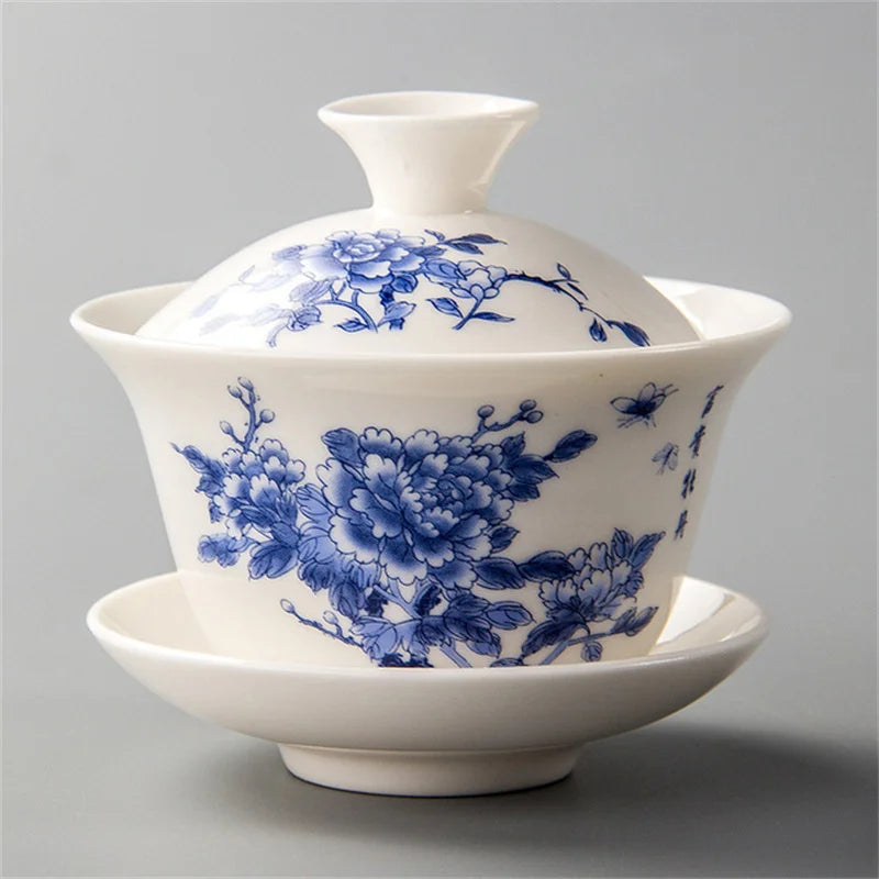 Traditional Chinese Elegant Gaiwan Tea Cups Ceramic Tea Tureen Lid Bowl Saucer Kung Fu Tea Cup Drop Shipping