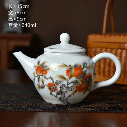 Traditional Chinese Gaiwan Sancai Teacup Pot with Lid Ceramic Tea Tureen Porcelain Tea Cup with Gold Trim Teaware Teapots Set