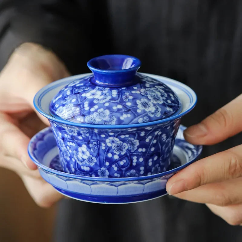 Traditional Chinese Sancai Gaiwan Handmade Kung Fu Ceramic Teaware Set Tea Tureen Teacups Porcelanas Tea Bowl Cups