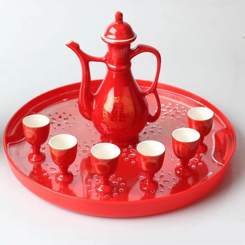 Traditional Chinese Style Wedding Celebration Wine Set Creative Ceramic Gift Cross-cupped Wine Bar Hotel Coffee Liquor Flagon