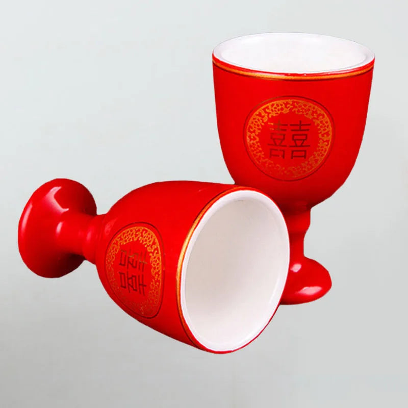 Traditional Chinese Style Wedding Celebration Wine Set Creative Ceramic Gift Cross-cupped Wine Bar Hotel Coffee Liquor Flagon