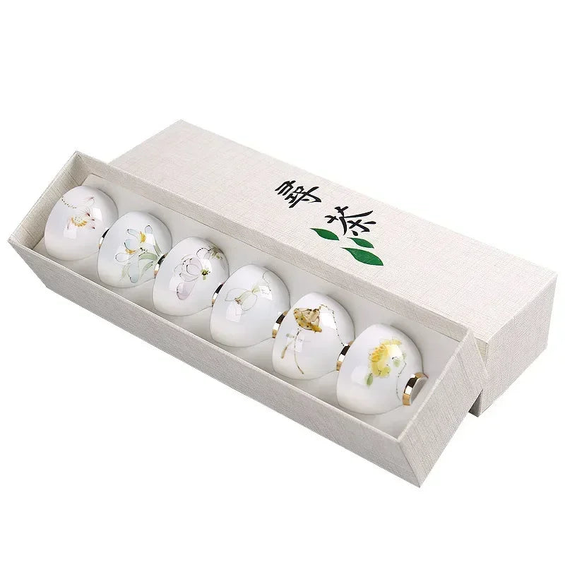 Traditional Chinese Tea Cup Set - 6 Pack Small Tea Cups for Kung Fu Tea Ceremony