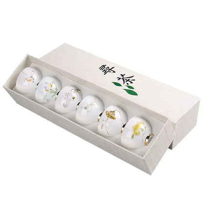Traditional Chinese Tea Cup Set - 6 Pack Small Tea Cups for Kung Fu Tea Ceremony