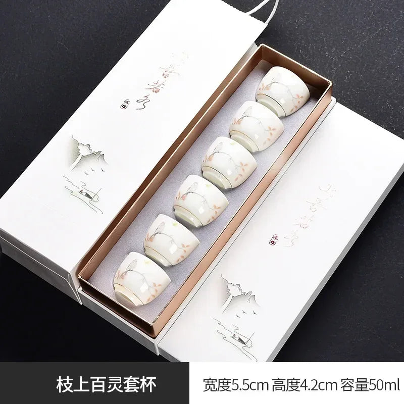 Traditional Chinese Tea Cup Set - 6 Pack Small Tea Cups for Kung Fu Tea Ceremony