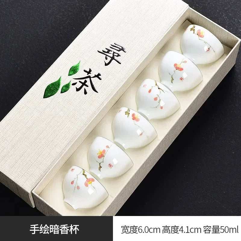 Traditional Chinese Tea Cup Set - 6 Pack Small Tea Cups for Kung Fu Tea Ceremony
